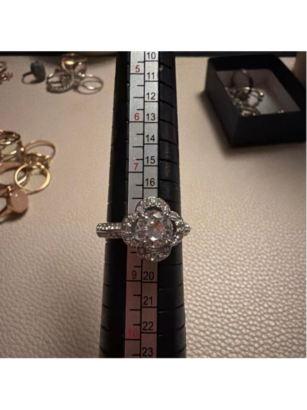 Art Deco Style faux Silver diamond ring